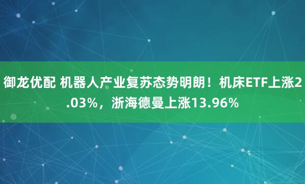 御龙优配 机器人产业复苏态势明朗！机床ETF上涨2.03%，浙海德曼上涨13.96%